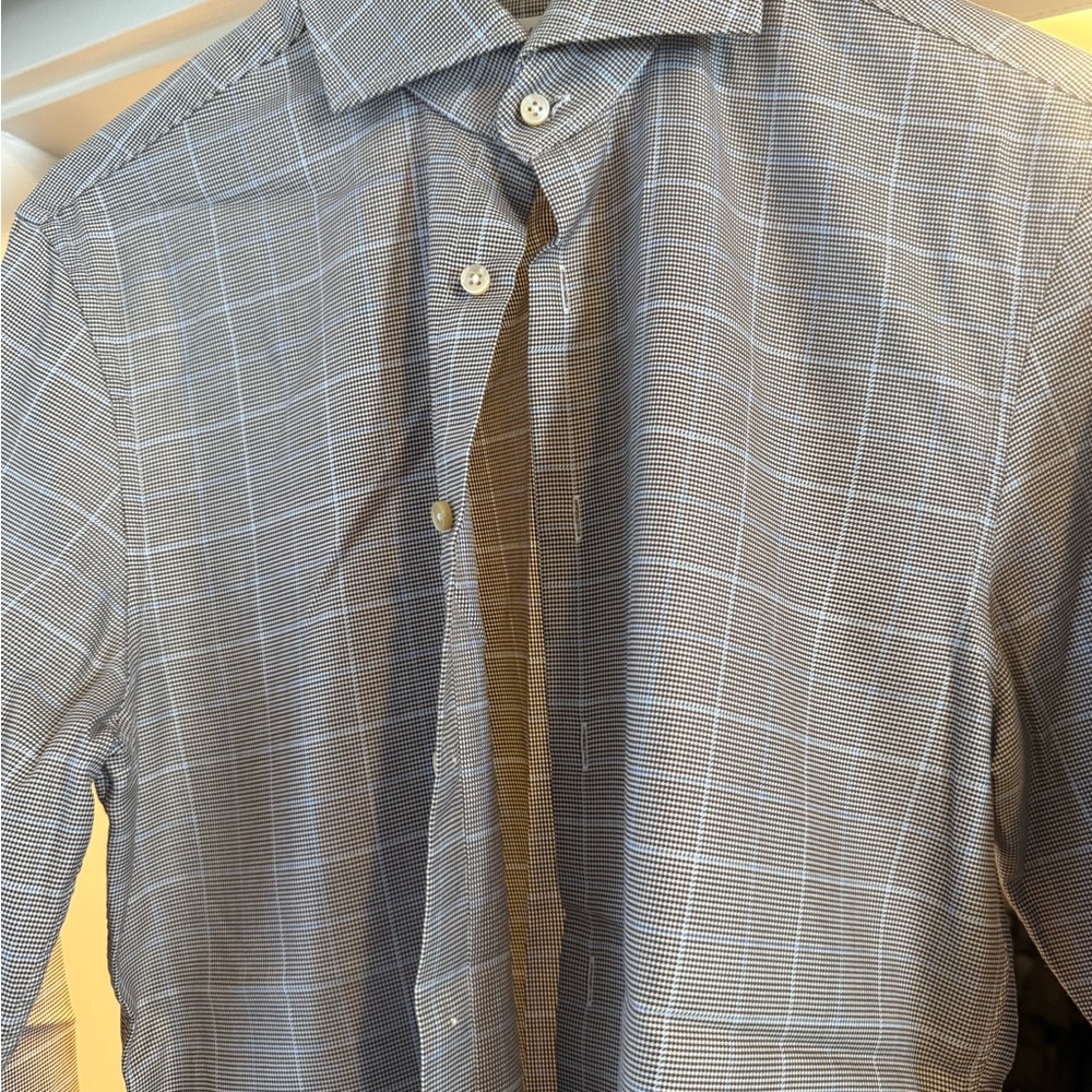 Elegant Gray Checkered Dress Shirt